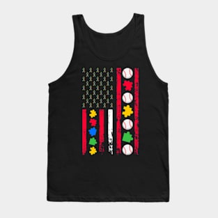 Autism Awareness Month American Sports Flag Baseball Tank Top